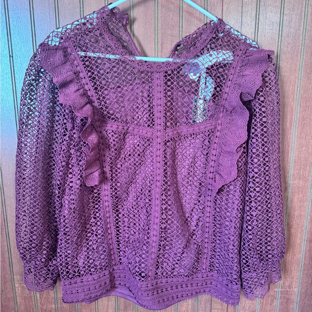 Ultra Pink Plum Lace Blouse